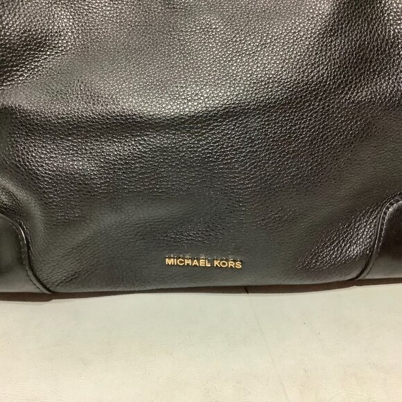 Michael Kors Pebbled Leather Crosby Padlock Shoulder Bag Purse Black 15" x 10" - Picture 5 of 9